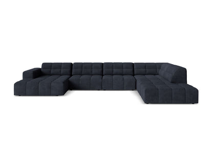 Jennifer — Panoramic Sofa Navy Blue (Eden 16 Deep Blue) Black Plastic Right