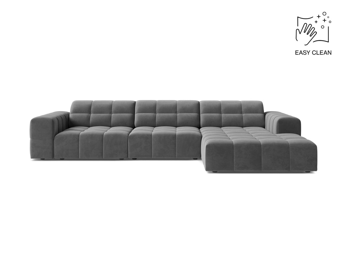 Jennifer — Corner Sofa Light Grey (Venus 2929) Black Plastic Right