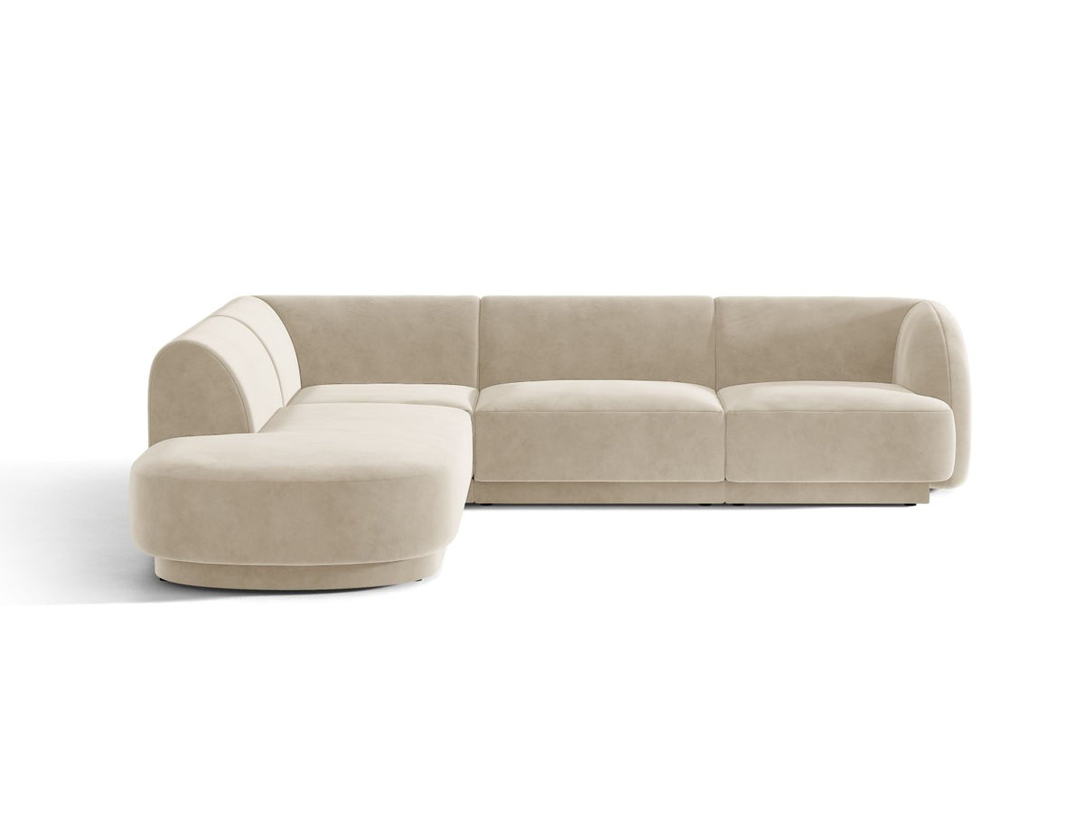 Miley — Corner Sofa Dark Beige (Bluvel 30) Black Plastic Left