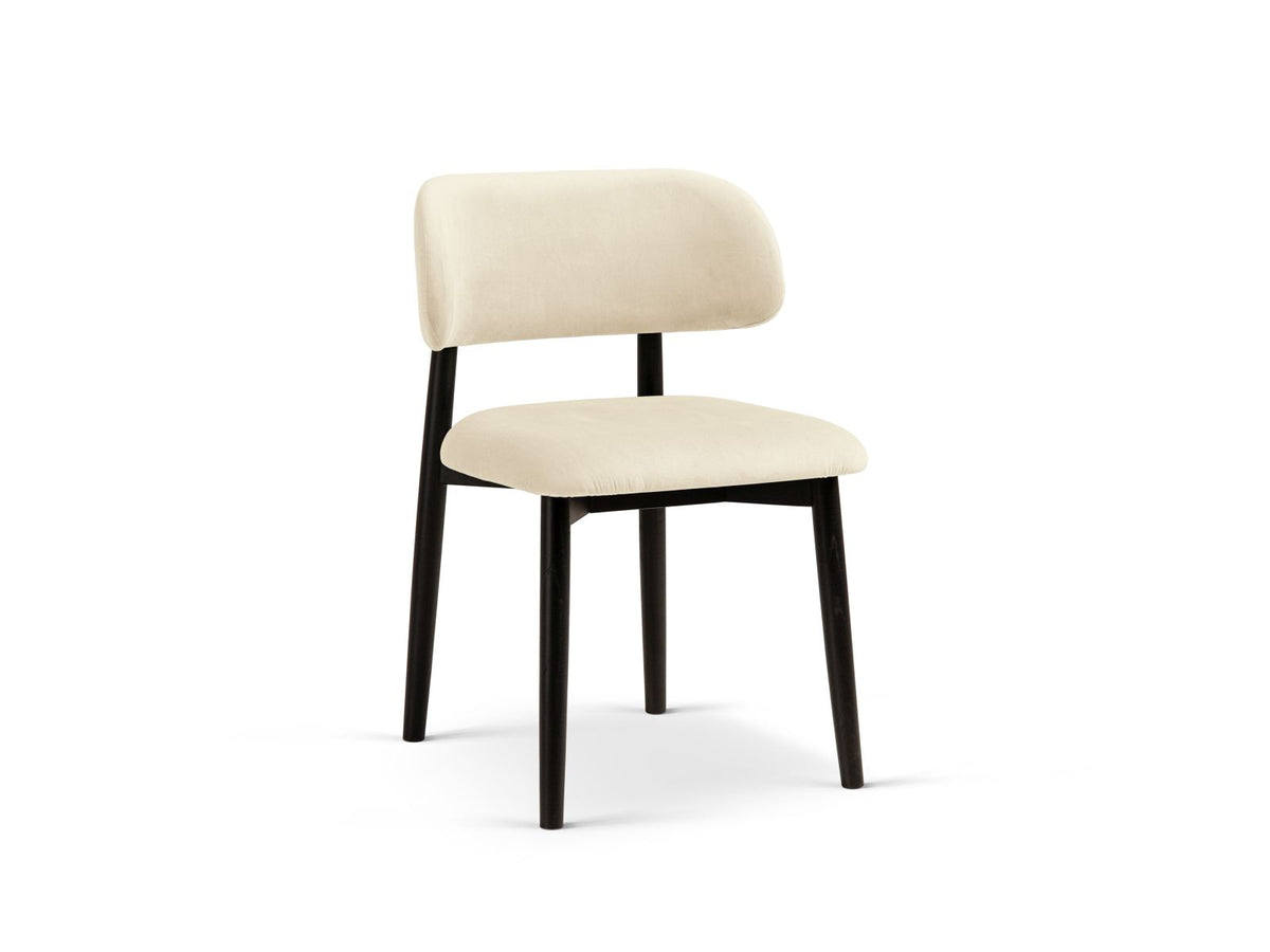 Evan — Kitchen Chair (49.5x51x77 cm) Ivory (Magic Velvet 2256) Black Beech Wood