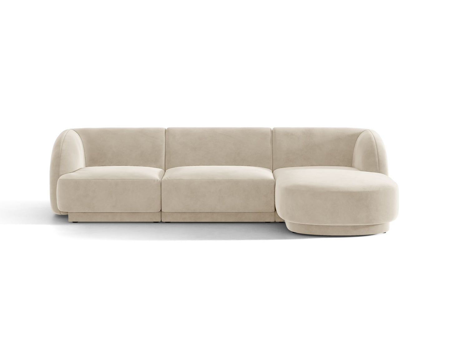 Miley — Corner Sofa Dark Beige (Bluvel 30) Black Plastic Right