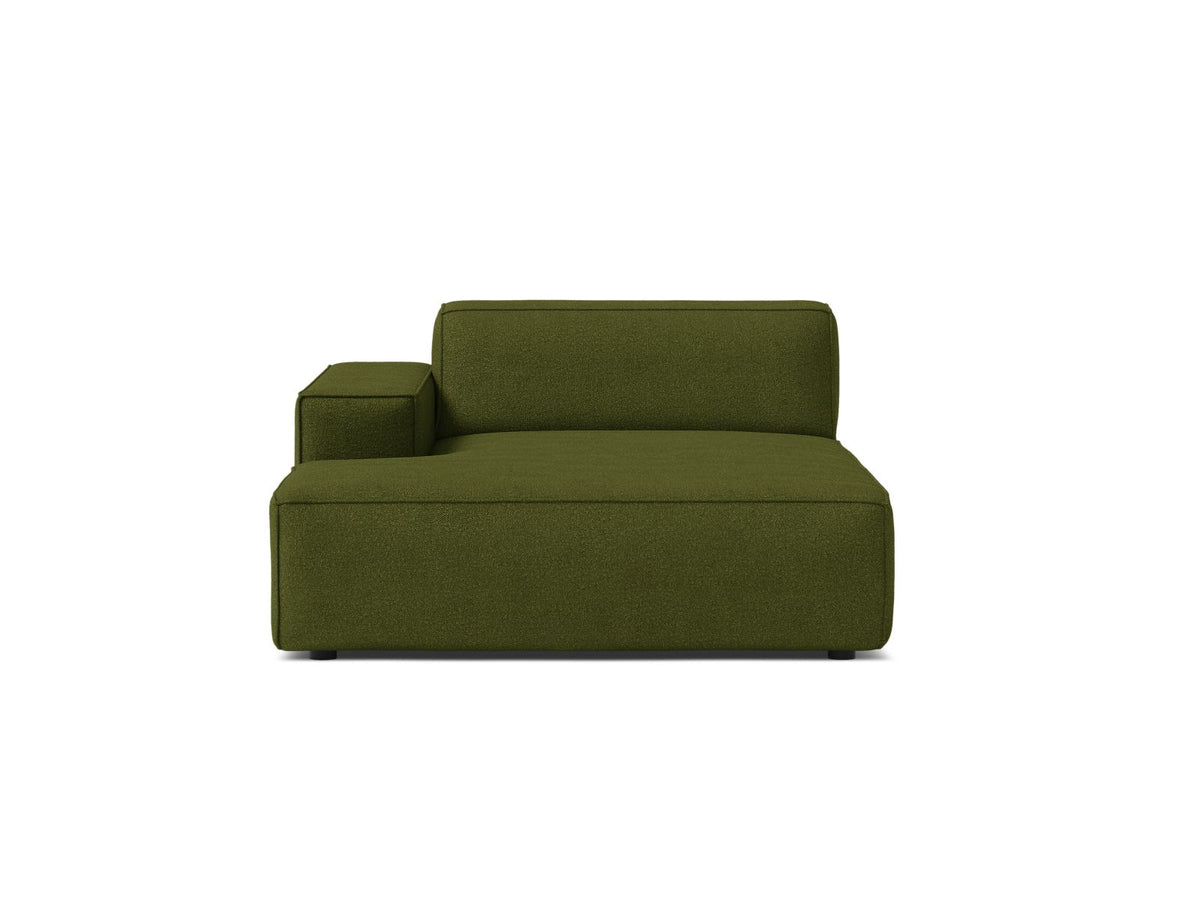 Jodie — Chaise Longue Dark Olive Green (Baloo 2090) Black Plastic Left