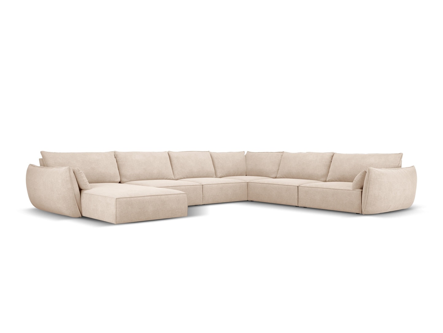 Kaelle — Panoramic Sofa Beige (Over The Horizon 08) Black Plastic Right