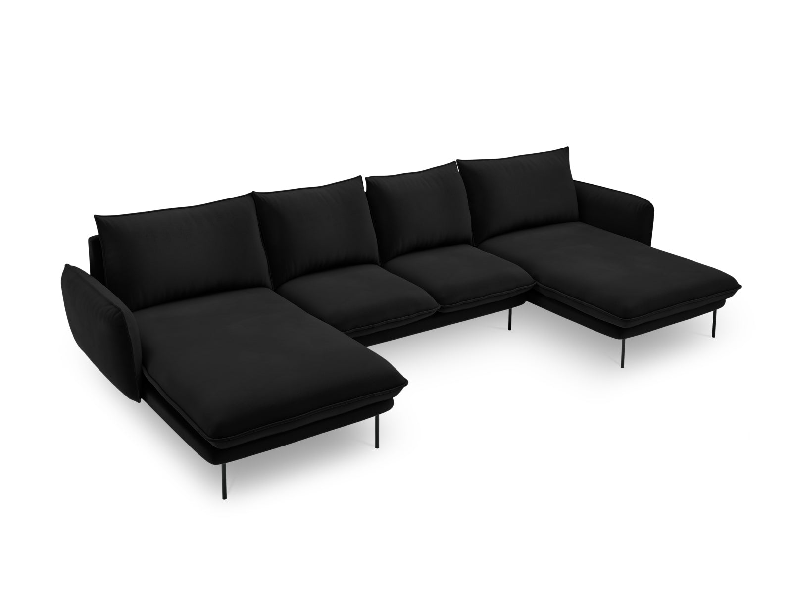 Vienna — Panoramic Sofa Black (Bluvel 19) Must metall
