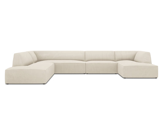 Ruby — Panoramic Sofa Light Beige (Scala Nata) Black Plastic Left