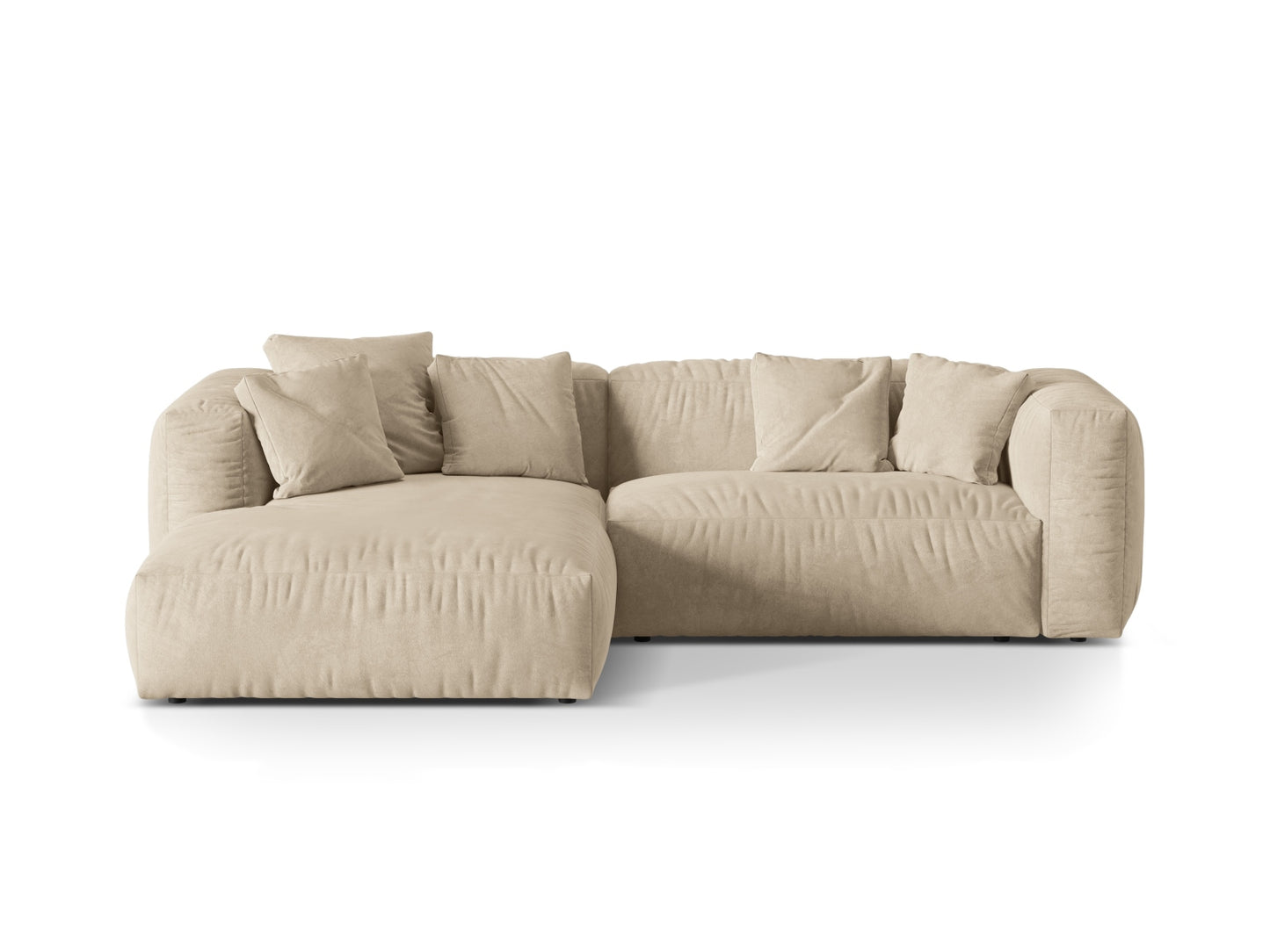 Martina — Corner Sofa Light Beige (Vogue 1) Black Plastic Left