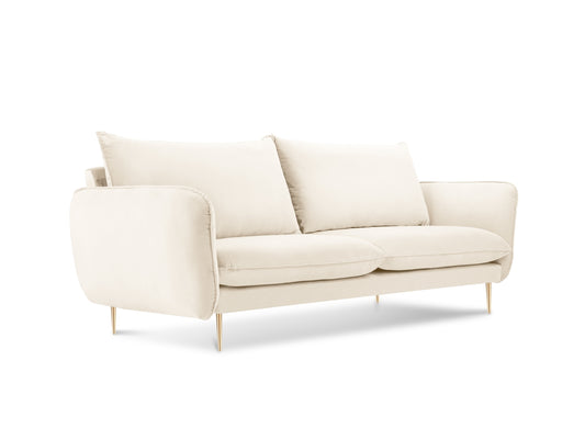 Vienna — Sofa Light Beige (Bluvel 22) Gold Metal