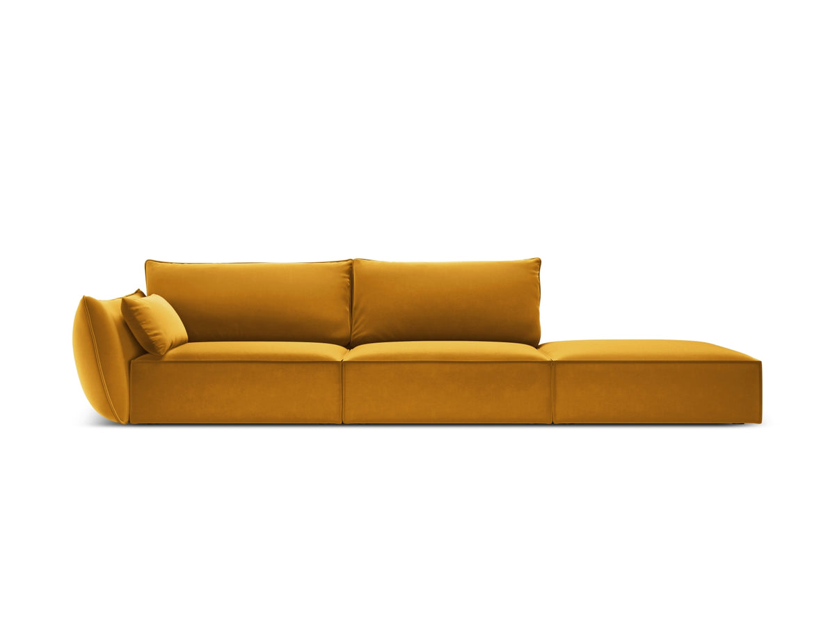 Kaelle — Sofa Yellow (Bluvel 68) Black Plastic Right