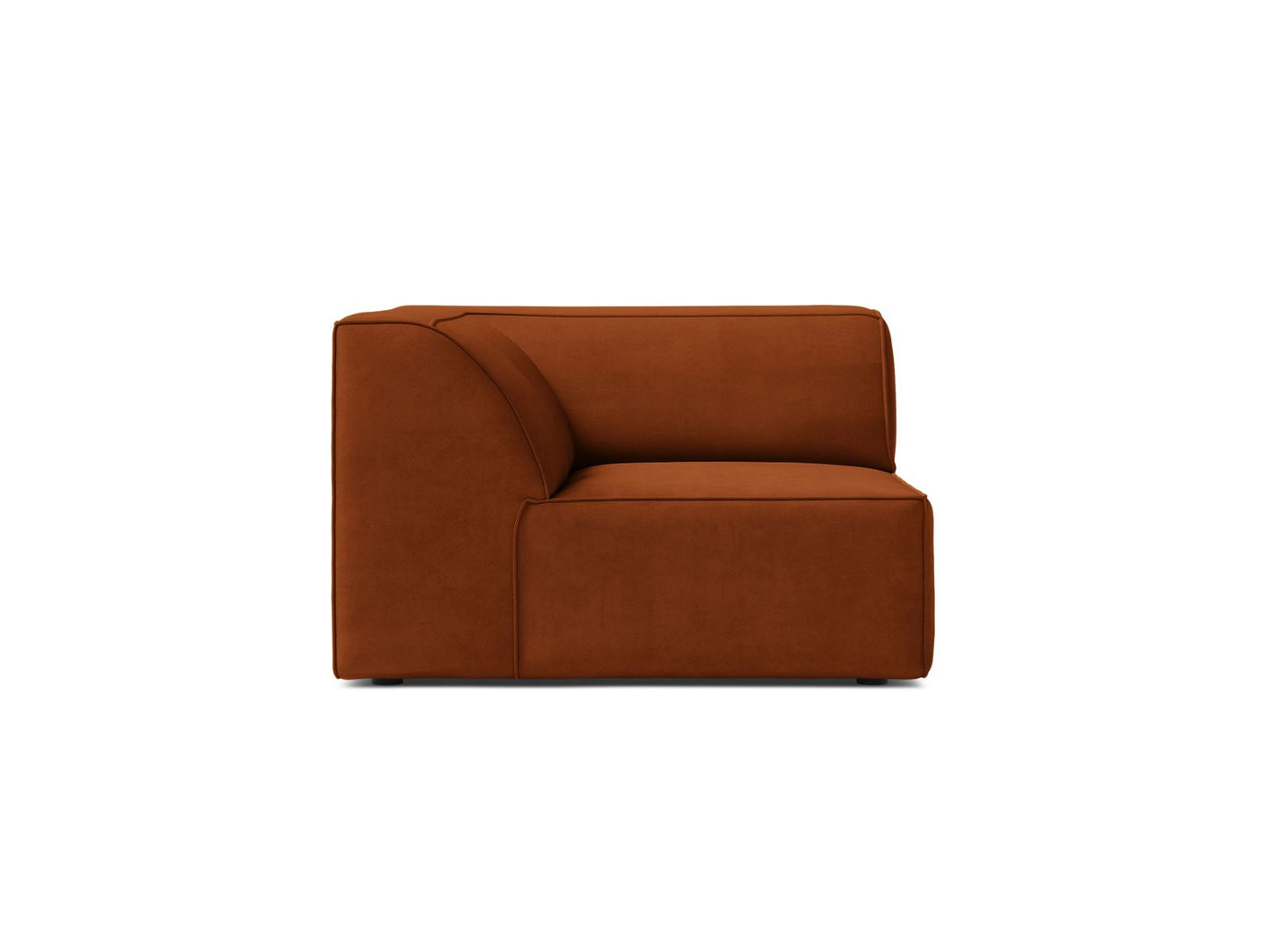 Jodie — Modular Sofa Terracotta (Bluvel 4215) Black Plastic