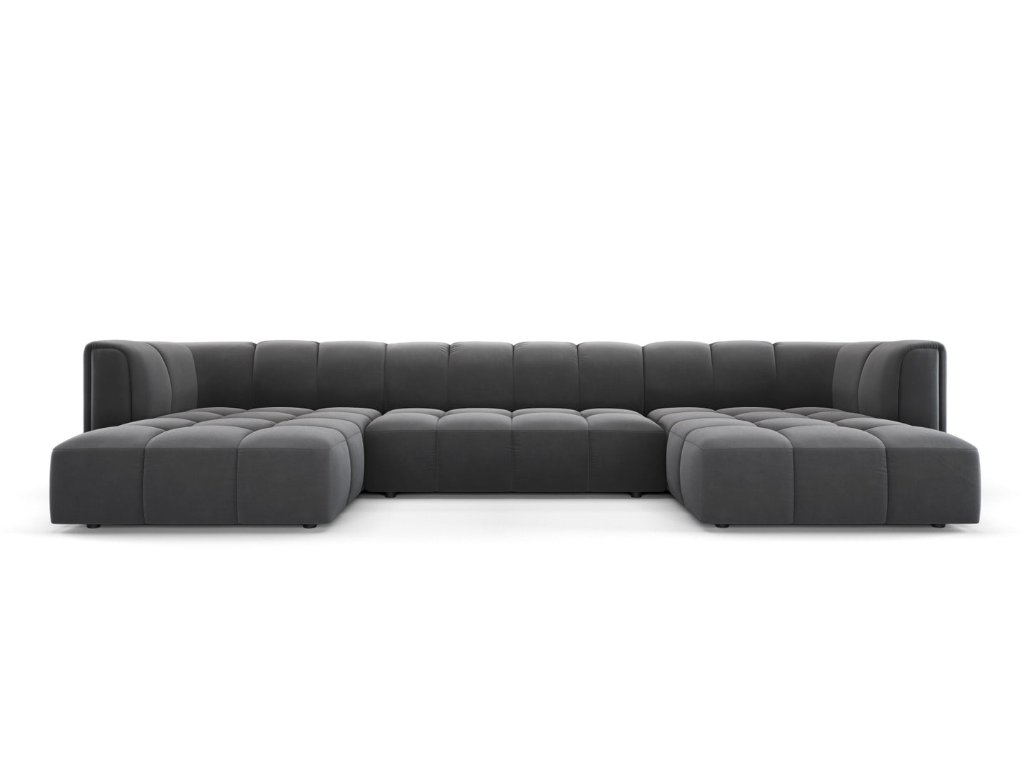 Moritz — Panoramic Sofa Grey (Bluvel 14) Black Plastic