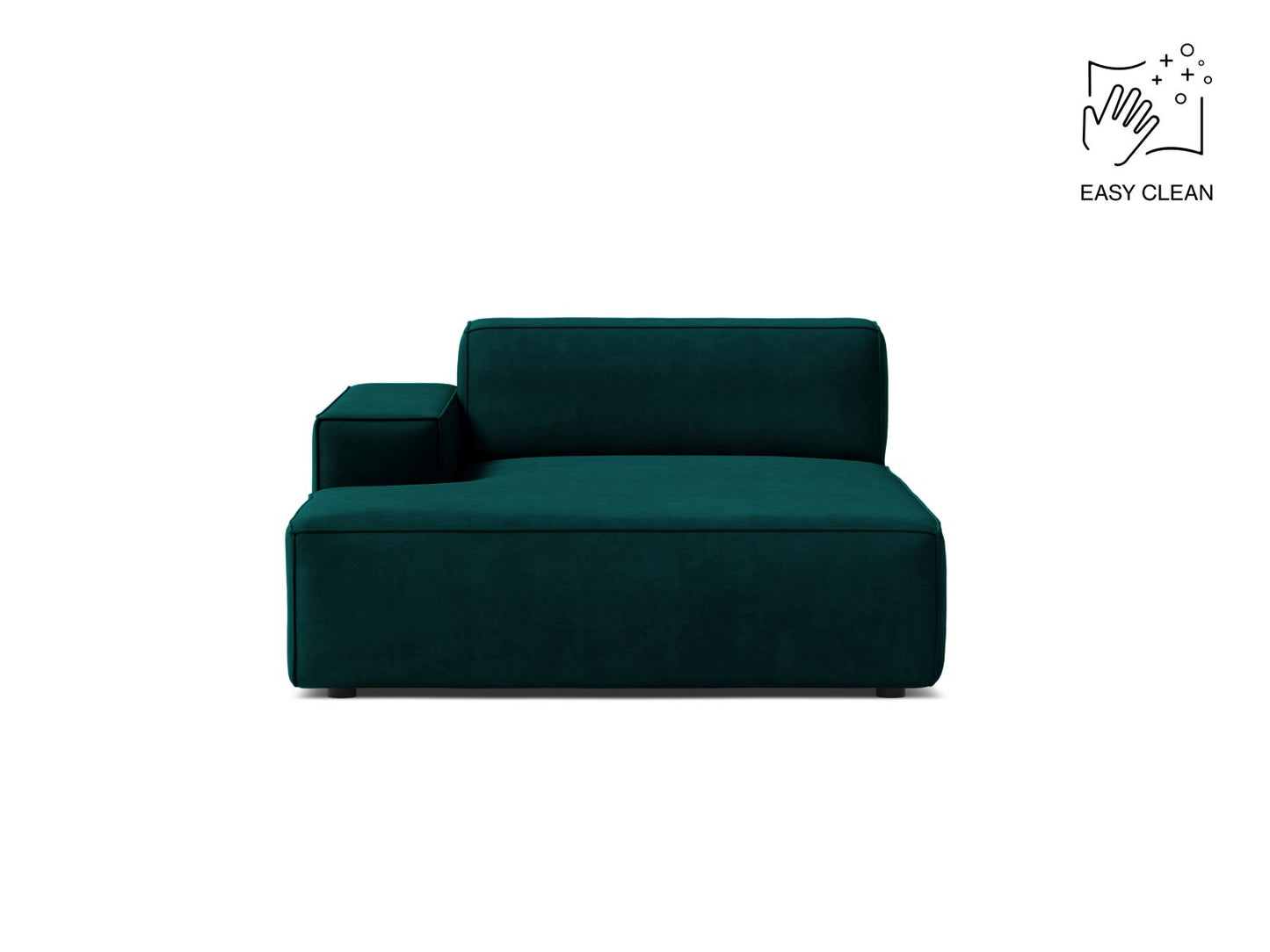 Jodie — Chaise Longue Deep Petrol (Venus 2911) Black Plastic Left