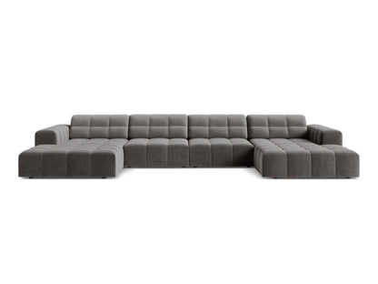 Jennifer — Panoramic Sofa Light Grey (Bluvel 13) Black Plastic