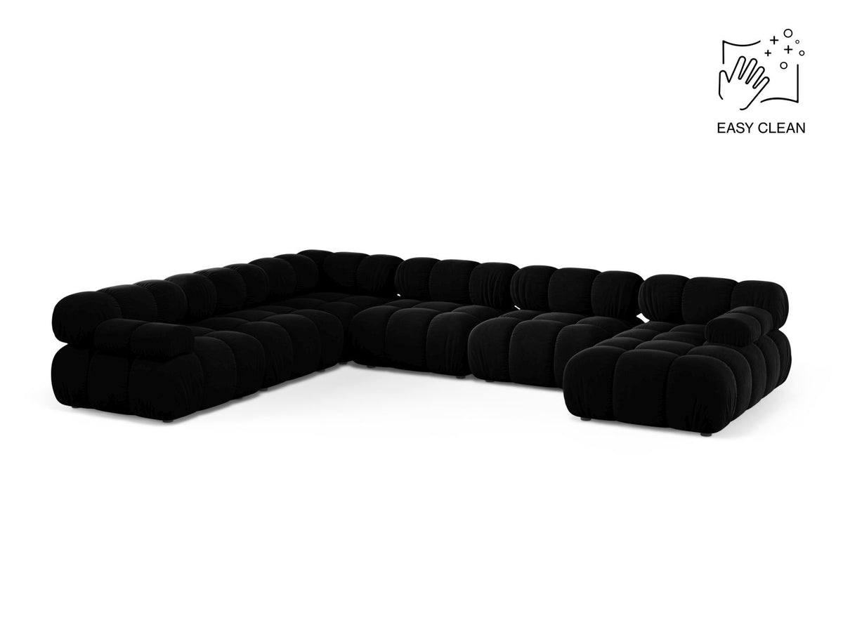 Bellis — Panoramic Sofa Black (Venus 2923) Black Plastic Left