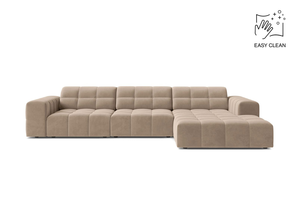Jennifer — Corner Sofa Beige (Venus 2928) Black Plastic Right