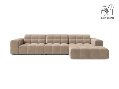Jennifer — Corner Sofa Beige (Venus 2928) Black Plastic Right