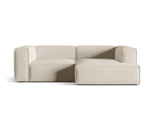 Nuria — Corner Sofa Beige (Paris Cream) Black Plastic Right