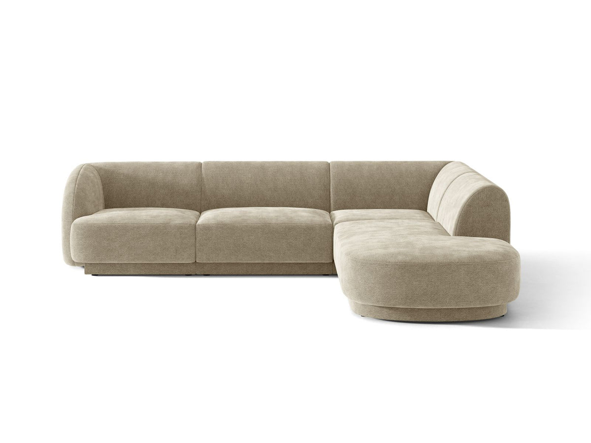 Miley — Corner Sofa Dark Beige (Eden 4 Beige) Black Plastic Right
