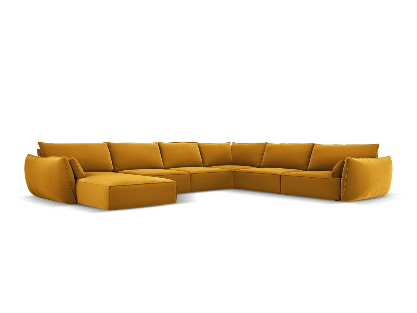 Kaelle — Panoramic Sofa Yellow (Bluvel 68) Black Plastic Right