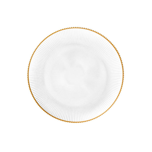 LYNN Glass Dinner Plate 28 cm with Gold Rim