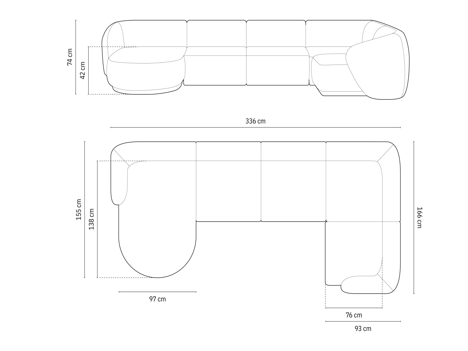 Gomera — Panoramic Corner Sofa (336x166x74 cm)