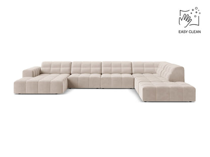 Jennifer — Panoramic Sofa Light Beige (Venus 2927) Black Plastic Right