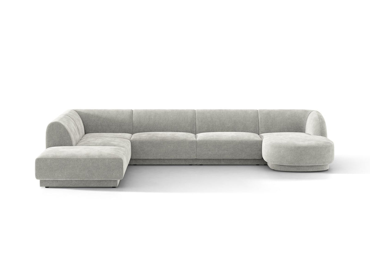 Miley — Panoramic Sofa Silver (Eden 17 Silver) Black Plastic Left