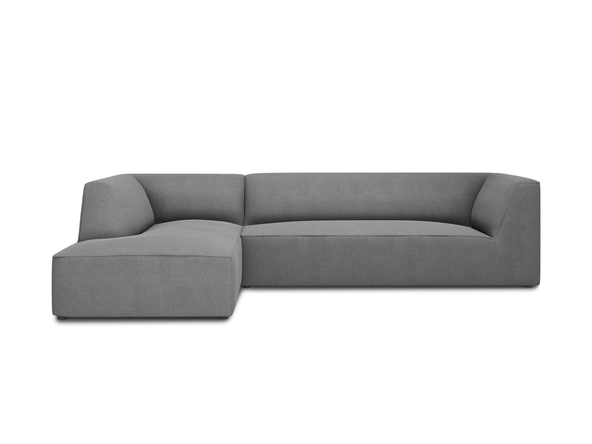 Ruby — Corner Sofa Grey (Ottawa 11) Black Plastic Left