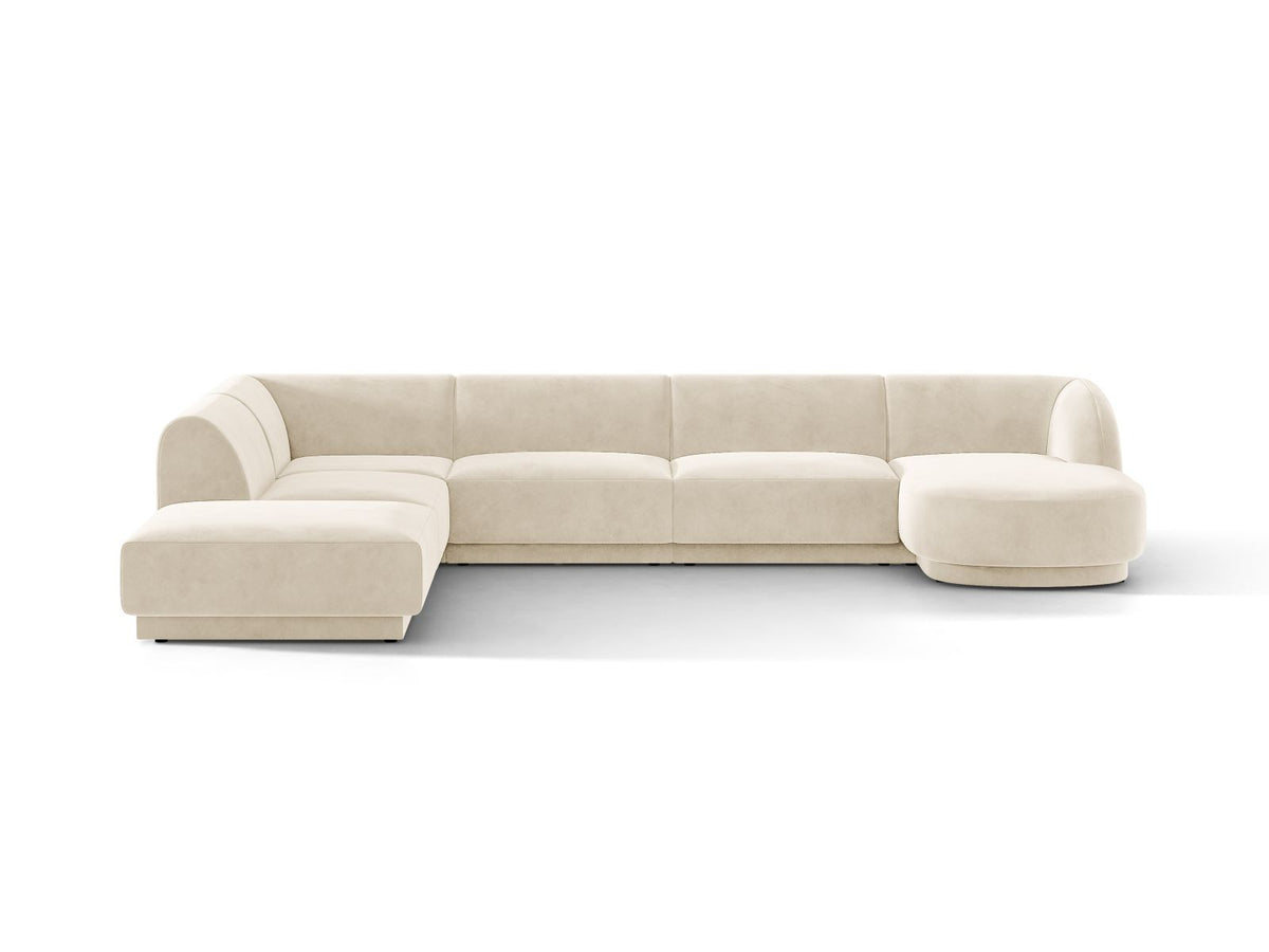 Miley — Panoramic Sofa Light Beige (Venus 2927) Black Plastic Left
