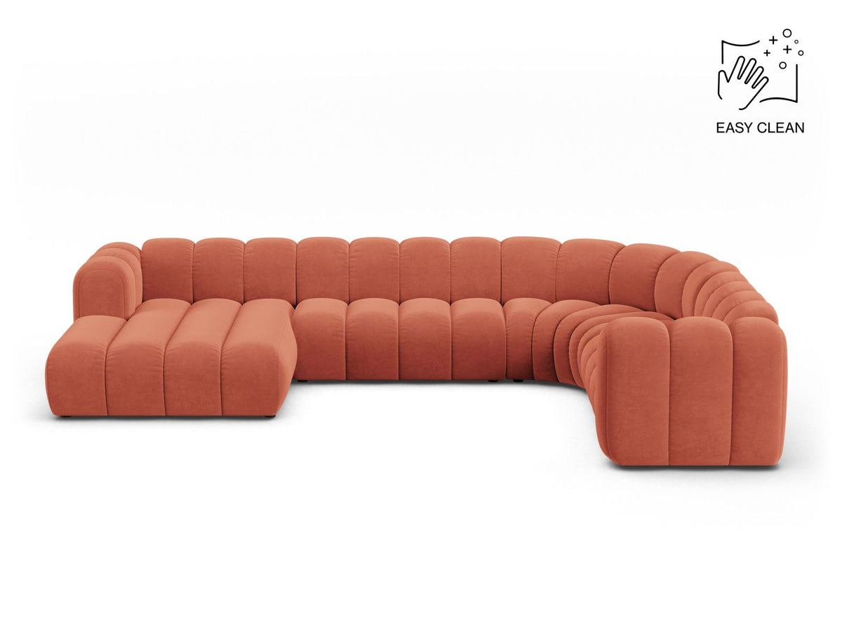 Lupine — Panoramic Sofa Coral (Venus 2933) Black Plastic Right