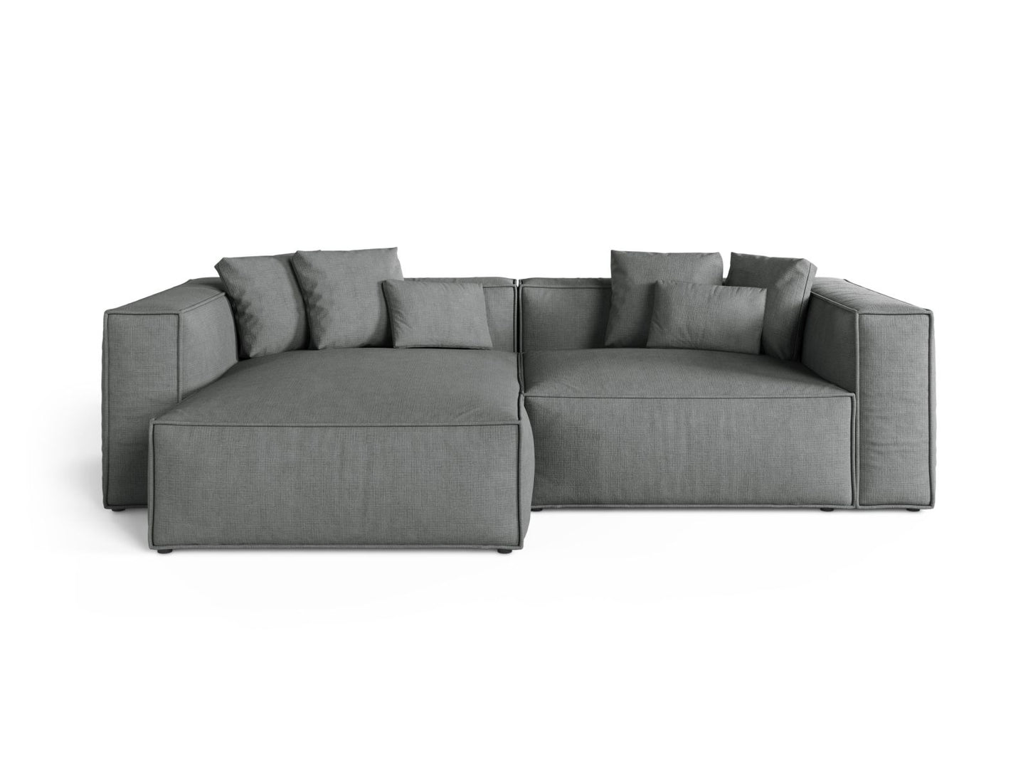 Aveiro — Corner Sofa Grey (Liberty 20) Black Plastic Left