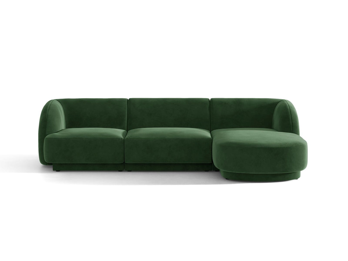 Miley — Corner Sofa Bottle Green (Venus 2940) Black Plastic Right