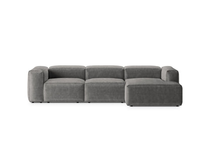 Bergamo — Corner Sofa Light Grey (Perla 30) Black Plastic Right