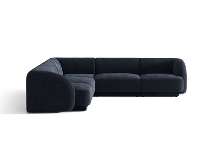 Miley — Corner Sofa Navy Blue (Eden 16 Deep Blue) Black Plastic