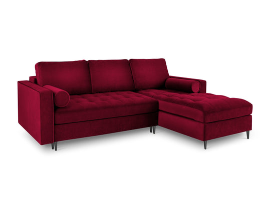 Aspen — Corner Sofa Red (Salvador 13) Black Chrome Metal Right