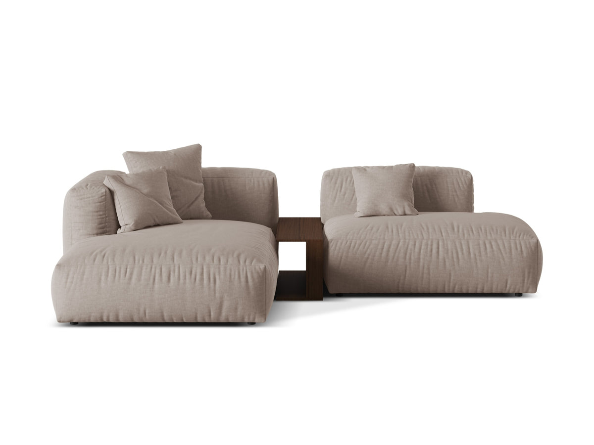 Martina — Corner Sofa Dark Beige (Boston Trufa) Black Plastic Left