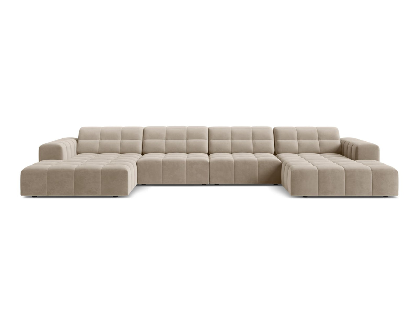 Jennifer — Panoramic Sofa Dark Beige (Bluvel 30) Black Plastic