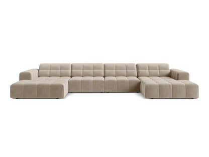 Jennifer — Panoramic Sofa Dark Beige (Bluvel 30) Black Plastic