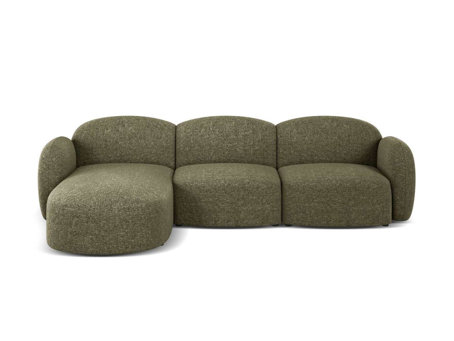 Blair — Corner Sofa Green (Eden 12 Olive) Black Plastic Left