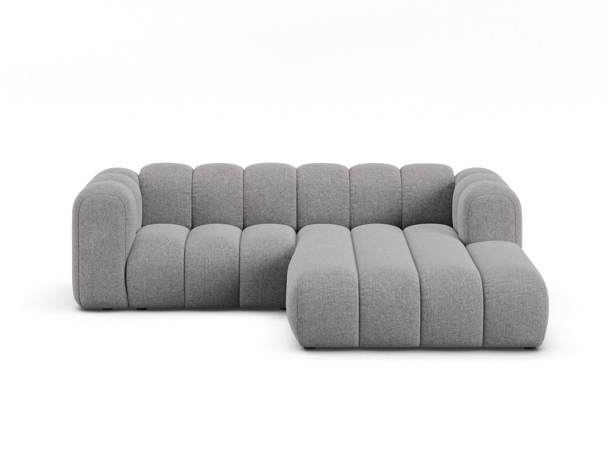 Lupine — Corner Sofa Light Grey (Eden 18 Grey) Black Plastic Right