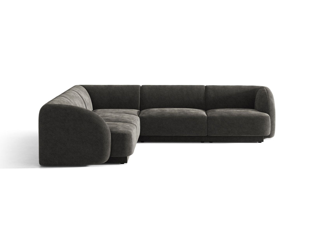 Miley — Corner Sofa Dark Grey (Eden 20 Graphite) Black Plastic