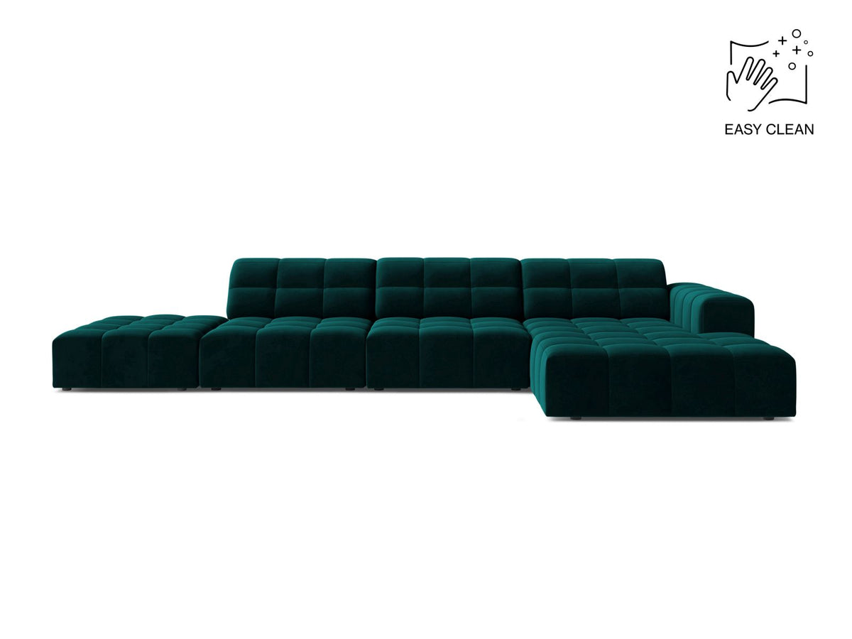 Jennifer — Corner Sofa Deep Petrol (Venus 2911) Black Plastic Right