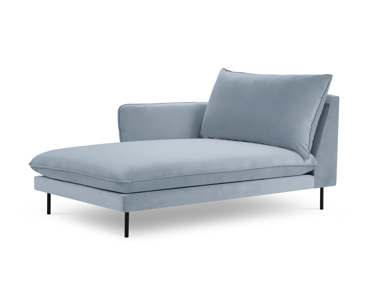 Vienna — Chaise Longue helesinine (Bluvel 06) must metall vasak