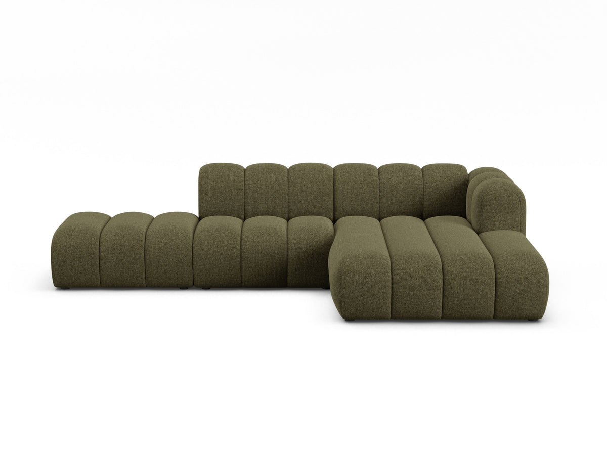 Lupine — Corner Sofa Green (Eden 12 Olive) Black Plastic Right