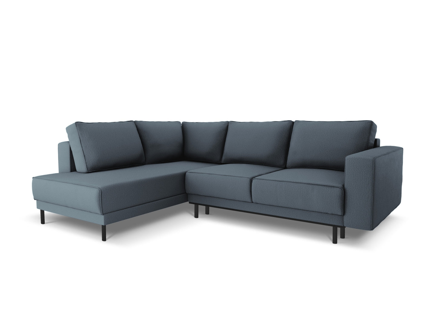 Caro — Corner Sofa Blue (Megan 361) Black Beech Wood Left
