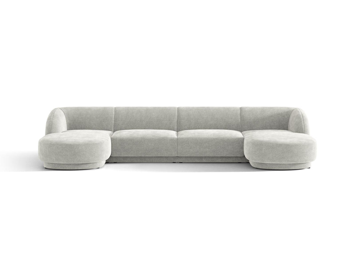 Miley — Panoramic Sofa Silver (Eden 17 Silver) Black Plastic