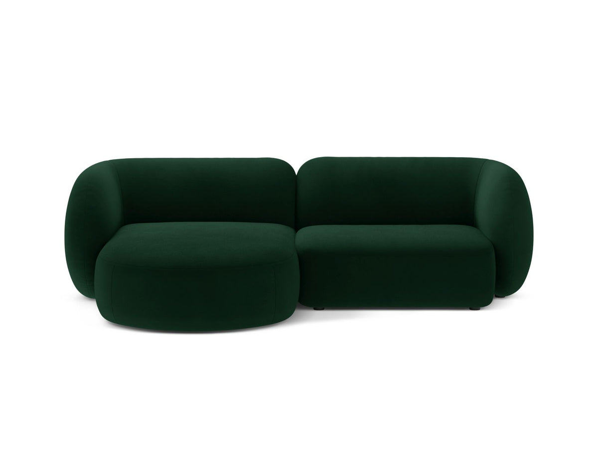 Kate — Corner Sofa Bottle Green (Salvador 7) Black Plastic Left