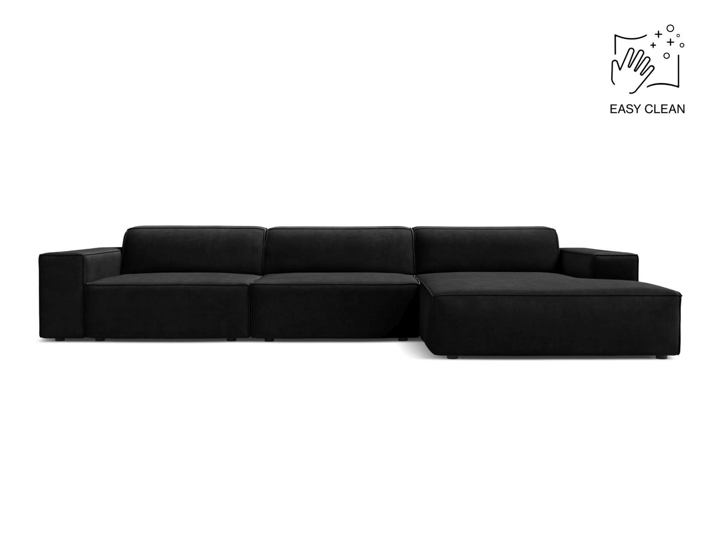 Jodie — Corner Sofa (284x162x77 cm) Black (Venus 2923) Right