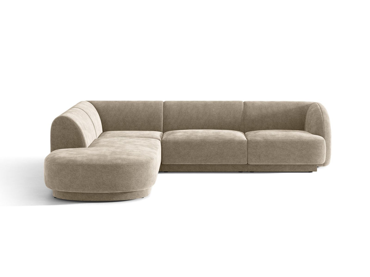 Miley — Corner Sofa Beige (Haga 30) Black Plastic Left