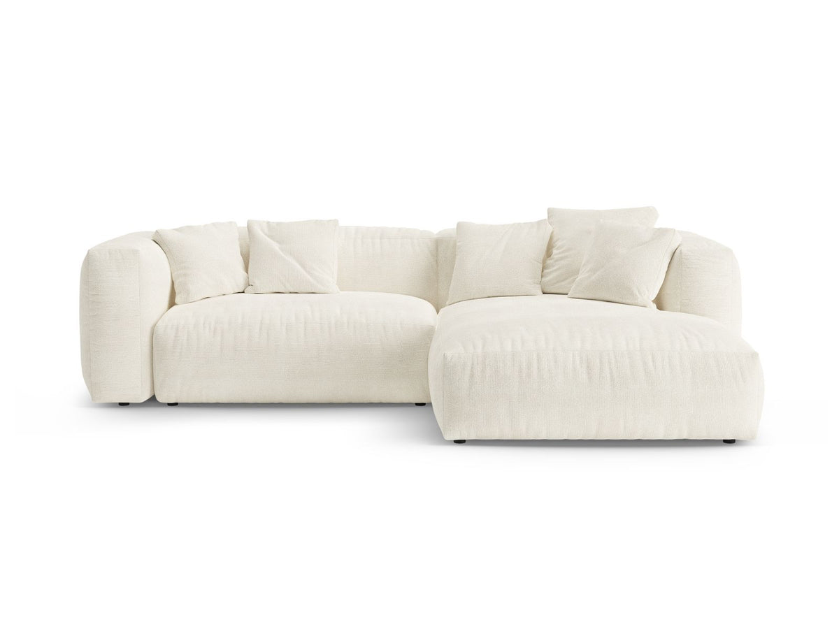 Martina — Corner Sofa Ivory (Monet Nata) Black Plastic Right