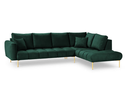 Hastings — Corner Sofa Bottle Green (Fancy 39) Gold Metal Right